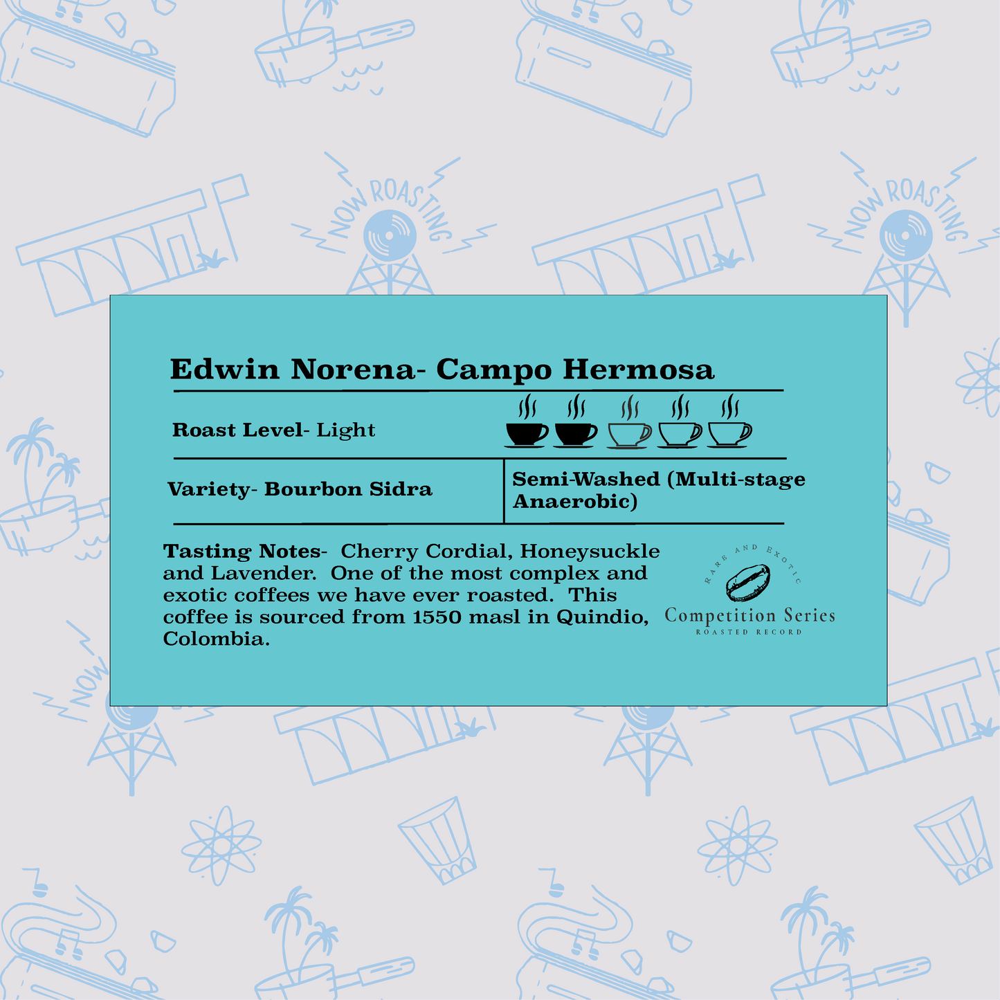 Edwin Norena- Bourbon Sidra *Competition Series* | The Roasted Record Coffee Shop & Roaster - Stuart Florida.