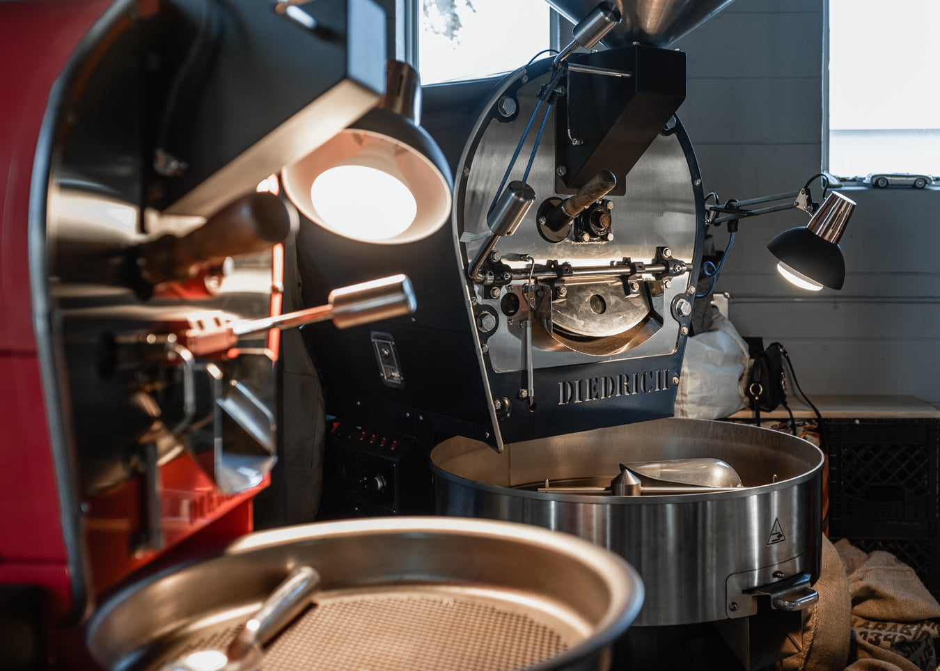 Two Diedrich roasters in The Roasted Record roastery